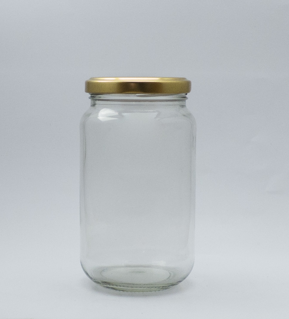 400ml (500gmHoney) Round Clear Glass Jar with 63mm Gold Twist Cap 