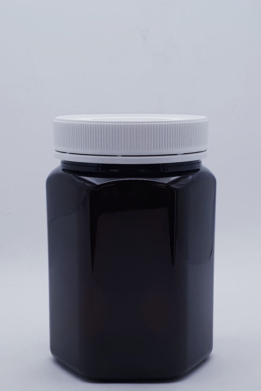 750ml Hexagonal Amber PET TE Jar W/Lid - 40 Jars and Lids Per Carton
